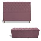 Kit Estrela Cabeceira De Cama Box Casal 140 cm + Calçadeira Baú Suede Rosê Eli Móveis e Decoração