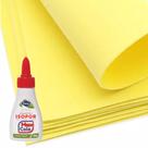 Kit EVA Amarelo mais Cola EVA / Isopor - 5 folhas 40cm x 48cm