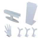 Kit expositores de colar, brincos, anéis e pulseiras - Branco - 6 unidades