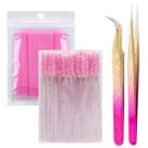 Kit Extensão De Cílios 2 Pinças Coloridas + 50 Escovinha + 100 Microbrush