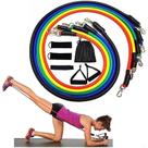 Kit Extensor Elástico 11 Peças Faixas de Resistência Elástica Ginástica Exercícios Musculação Fitness Treino em Casa Academia Yoga Funcional Pull Up