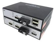 Kit Extensor Hdmi Full Hd 1080P Fibra Óptica Até 20Km Kvm