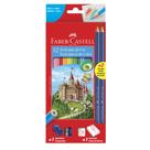 Kit Faber Castell 12 Lapis Cor 2 Grafite Apontador Borracha