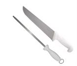 Kit Faca 8 E Chaira Amolador Aço Inox Churrasco Profissional