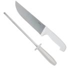 Kit Faca 8 Inox Chaira Afiador Amolador Cabo Branco Gourmet Profissional Açougue Cozinha Churrasco Kit Faca 8 Inox Chaira Afiador Amolador Cabo Branco Gourmet Profissional Açougue Cozinha Churrasco