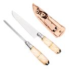 Kit Faca Artesanal De Aço Inox 6 Polegadas Com Chaira Afiadora E Bainha De Couro Faca Com Cabo De Osso Para Churrasco Cozinha Chef Profissional