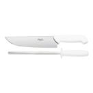 Kit Faca + Chaira 8'' Cabo Pp Branco 2 Peças