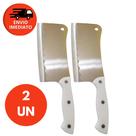 Kit Faca Cutelo Machadinha Inox 6” Profissional Facão Cozinha Açougueiro Cabo Branco Osso Grande