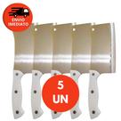 Kit Faca Cutelo Machadinha Inox 6” Profissional Facão Cozinha Açougueiro Cabo Branco Osso Grande