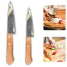 Kit Faca De Aço Inox Com Cabo de Madeira N6 E N8 Para Cozinha Churrasco Profissional