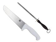 Kit Faca De Carne Profissional 8 (20cm) + Chaira P/ Facas Polo