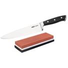 Kit Faca de Cozinha 8" Inox Brinox e Pedra de Amolar Dupla Face 400/1000 Kit Faca de Cozinha 8" Inox Brinox e Pedra de Amolar Dupla Face 400/1000