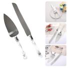 Kit Faca e Espátula para Bolo em Aço Inox com Cabo em Acrílico, Ideal para Servir, Cortar e Decorar, Elegante, Resistente e Fácil de Limpar