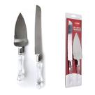 Kit Faca e Espátula Para Bolo em Aço Inox e Cabo Acrílico Conjunto Utensílios para Servir Sobremesas e Confeitaria