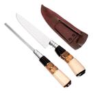 Kit Faca Inox 6 Polegadas Com Cabo De Osso Madeira E Chifre Conjunto Artesanato Gaúcha Para Cozinha Churrasco Chef Profissional