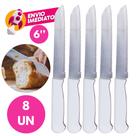 Kit Faca Pão Serrilhada 6 Polegada Aço Inox Cabo Branco Serra Cortar Pão Caseiro Padaria
