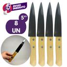 Kit Faca Peixeira 5 Polegada Profissional Lamina Aço Inox E Cabo Madeira Linha Wooden