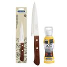 Kit Faca Peixeira Inox Dynamic 5 Cozinha Profissional + Pasta Limpeza