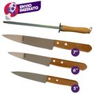 Kit Faca Peixeira Profissional 5 6 7 Polegada Chaira 7 Aço Inox Cabo Madeira Jogo Churrasco Kit Faca Peixeira Profissional 5 6 7 Polegada Chaira 7 Aço Inox Cabo Madeira Jogo Churrasco