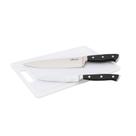 Kit Facas 8" e 5" Aço Inox Brinox e Tábua de Carne Branca Multicorte 44x30cm Poliestireno Cinquetti