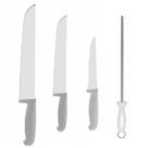 Kit Facas Açougueiro Churrasco Cozinha 6" 8" 12" + Chaira 12" Cabo Branco