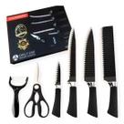 Kit Facas Cozinha Premium Inox 6 Peças Descascador Tesoura