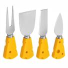 Kit Facas de Queijos 4 Peças Aço Inox e Cabo Com Forma de Queijo