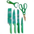 Kit Facas e Acessórios de Cozinha Natalinos 6 Peças Metal Cabo Plástico Saldão Cor:Verde
