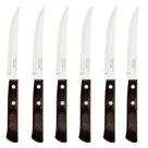 Kit Facas Para Churrasco Polywood em Aço Inox 6 Peças Castanho Cozinha Restaurante Tramontina