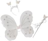 Kit Fada Branco - Asas, tiara e varinha - QUIMERA KIDS Kit Fada Branco - Asas, tiara e varinha - QUIMERA KIDS