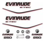 Kit Faixa Adesivo Evinrude 250 Etec - Capô Branco Kit Faixa Adesivo Evinrude 250 Etec - Capô Branco