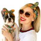Kit Faixa Cabelo Pet e Mãe de Pet Estampa Fashion Laço Luxo