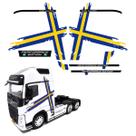 Kit Faixas Miniatura 1/32 Adesivo Para Volvo Performance Fh Cor Azul/amarelo