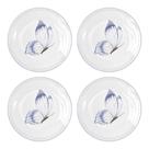 Kit Família 4 Pratos Sobremesa Melamina 23cm Doce Borboletas