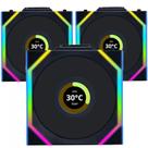 Kit Fan Com 3 Unidades Lian Li Uni Fan SL Wireless LCD, ARGB, 120mm, Com Tela, Black, 12SLLCD1W3B