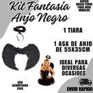 Kit Fantasia Anjo Negro Festa Halloween Evento Festa
