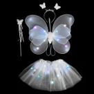Kit Fantasia Asa Led Borboleta Infantil Com Saia Tule Kit Fantasia Asa Led Borboleta Infantil Com Saia Tule