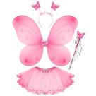 Kit Fantasia Borboleta Fada Infantil Asa Varinha Tiara Saia Resistente Juvenil Colorido Asinha Sainha Arquinho Meninas