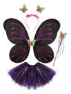 Kit Fantasia Borboleta Fada Infantil Asa Varinha Tiara Saia Resistente Juvenil Colorido Asinha Sainha Arquinho Meninas