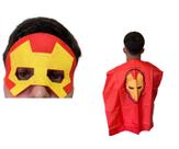 Kit Fantasia Capa e Máscara Menino de Ferro Festas Infantil