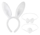 Kit Fantasia Coelho Branco Festa Balada Carnaval Halloween