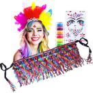 Kit Fantasia Festa Carnaval: Saia Paetê Lantejoula + Tiara Penas + Pigmento Neon 6 Cores + Face Jewels = 4 Produtos Kit Fantasia Festa Carnaval: Saia Paetê Lantejoula + Tiara Penas + Pigmento Neon 6 Cores + Face Jewels = 4 Produtos
