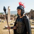 Kit Fantasia Gladiador Soldado Romano Ii Armadura Carnaval Preto Ajustavel