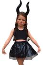Kit Fantasia Infantil Halloween Malevola Dia Bruxas Bruxinha Presente Dia das Crianças Barato Festa Carnaval Brilhante