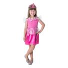 Kit Fantasia Infantil Princesa Rosa Tamanho G 10 a 12 Anos