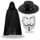 Kit Fantasia Masculina V de Vingança Festa Halloween