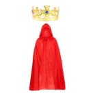 Kit Fantasia Rei Coroa + Capa Vermelha Halloween Carnaval