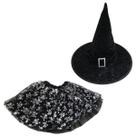 Kit Fantasia Saia de Caveira e Chapéu com Brilho Halloween