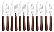 Kit Faqueiro 12 Pcs Garfos Facas Churrasco Mogno Elementos Simonaggio