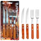 Kit Faqueiro 2 Garfos 2 Facas Cabo Madeira Metal Restaurante - Polo Kit Faqueiro 2 Garfos 2 Facas Cabo Madeira Metal Restaurante - Polo